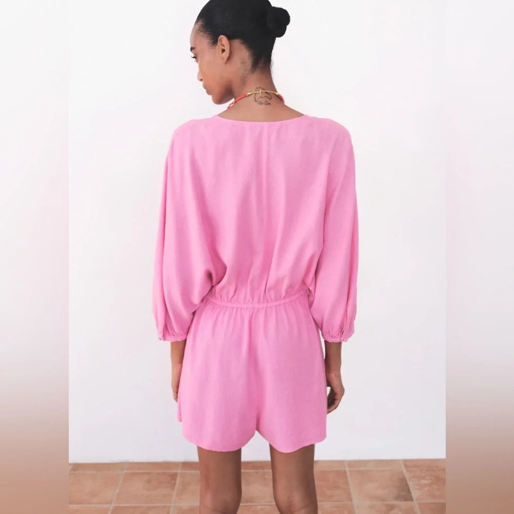 ZARA BLOGGER FAVORITE LINEN BLEND SHORT JUMPSUIT